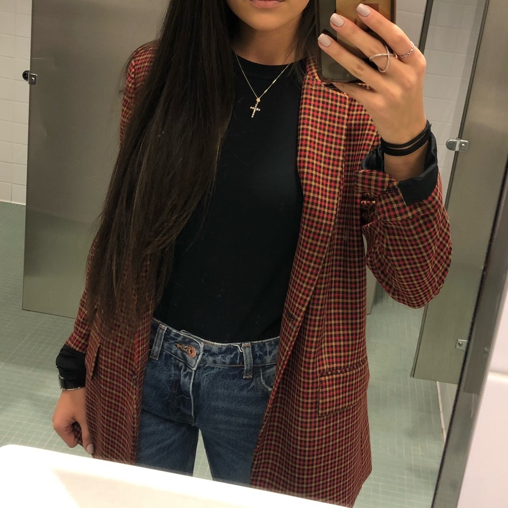 Zara Blazer Checkered Design - image 8